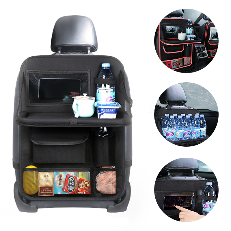 Tablet Accessories Bag - Foldable Car Seats Organizer with Tray