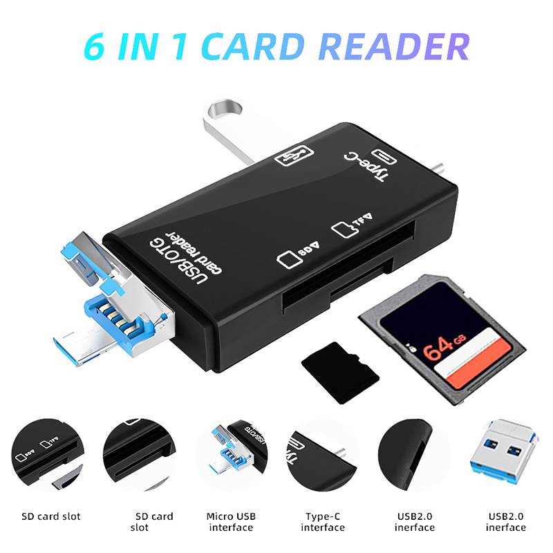 USB Type C Card Reader 6 in 1  - огляд і ціна Tablet Accessories For Reading